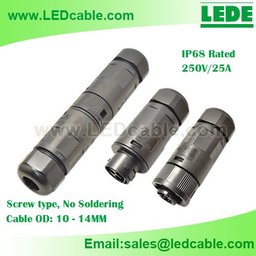 250v 25a ip68 waterproof cable connector